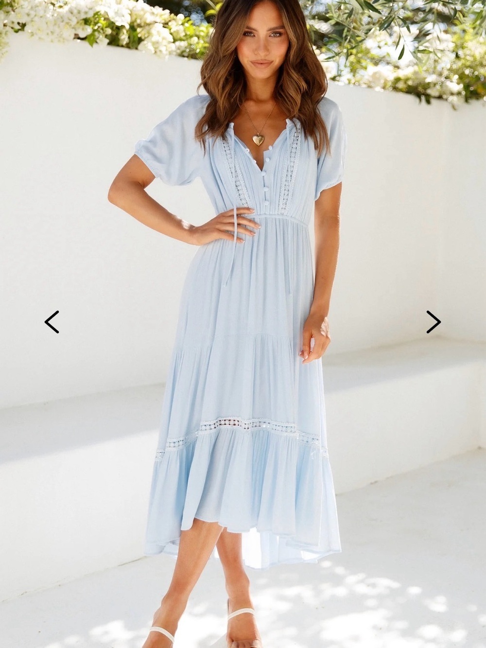 Hello Molly High Above the Clouds Tiered Midi Dress Cottagecore Feminine SZ 4 - Picture 2 of 16